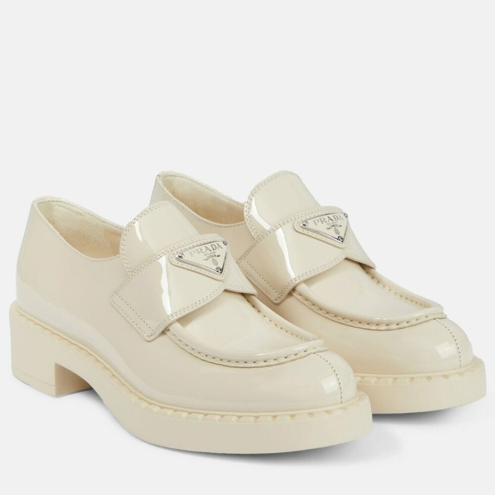 PRADA Triangle Logo Patent Leather Platform Loafers Drivers Flat Shoes - Picture 2 of 16